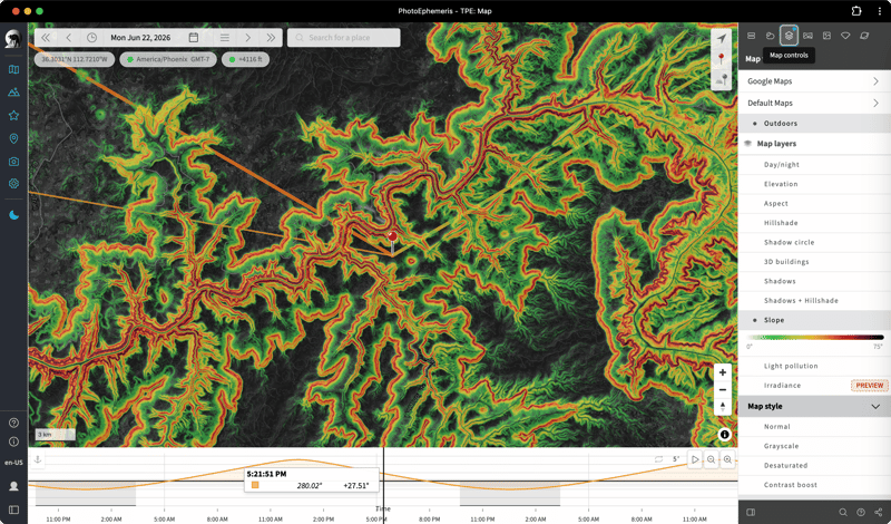 Slope Map for the Colorado River