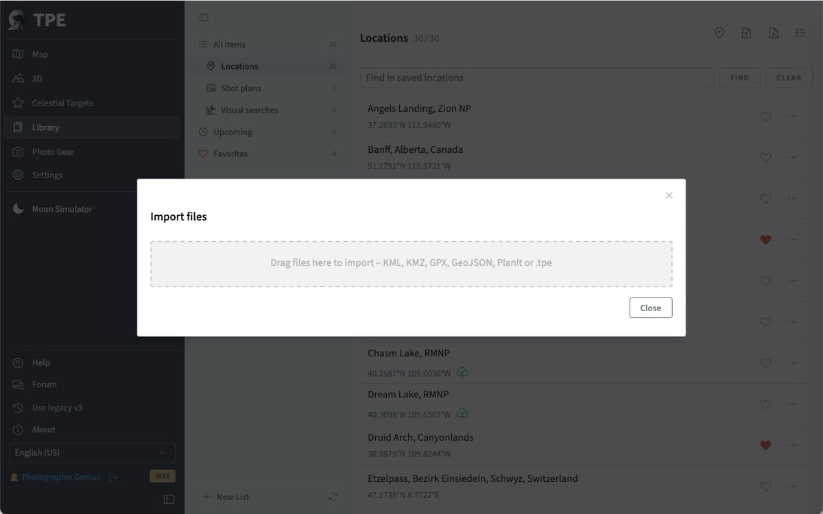 Importing Locations in TPE Web