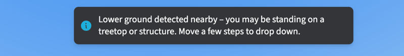 Lower ground detected warning