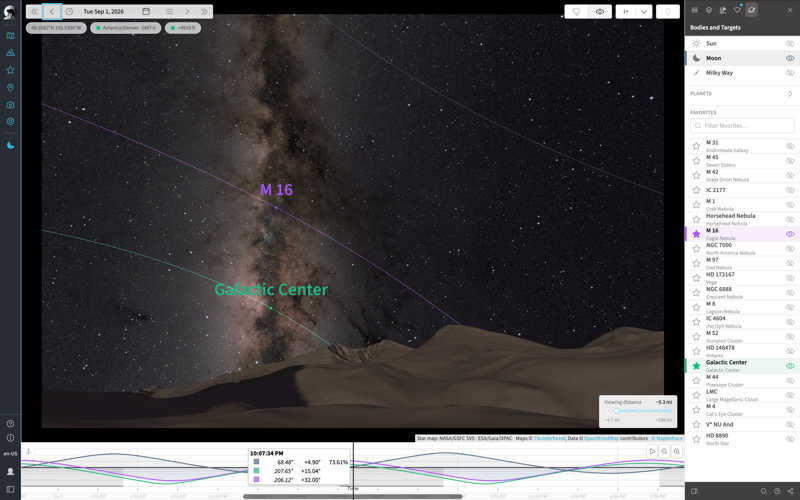 Virtual Viewfinder with Milky Way