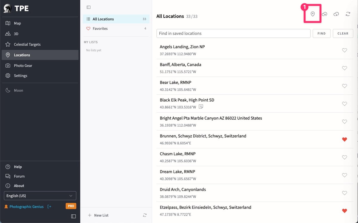 Getting Started with TPE Web – Saved Locations
