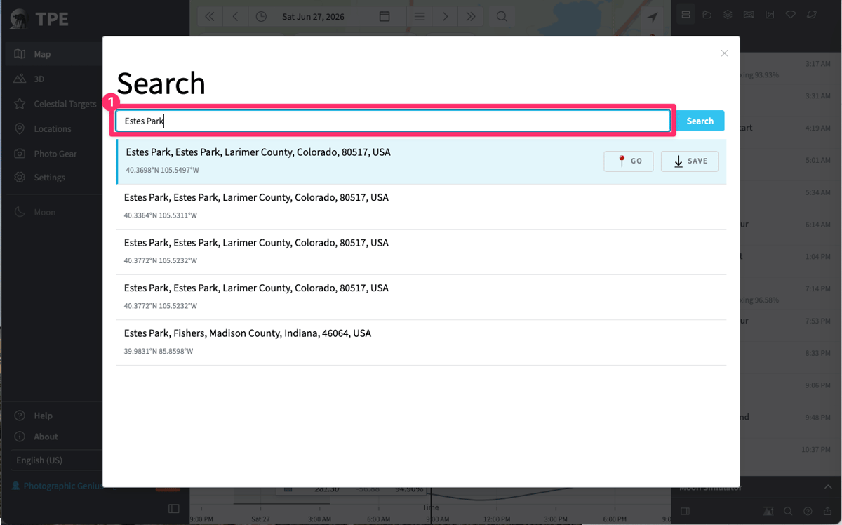 Getting Started with TPE Web – Location Search
