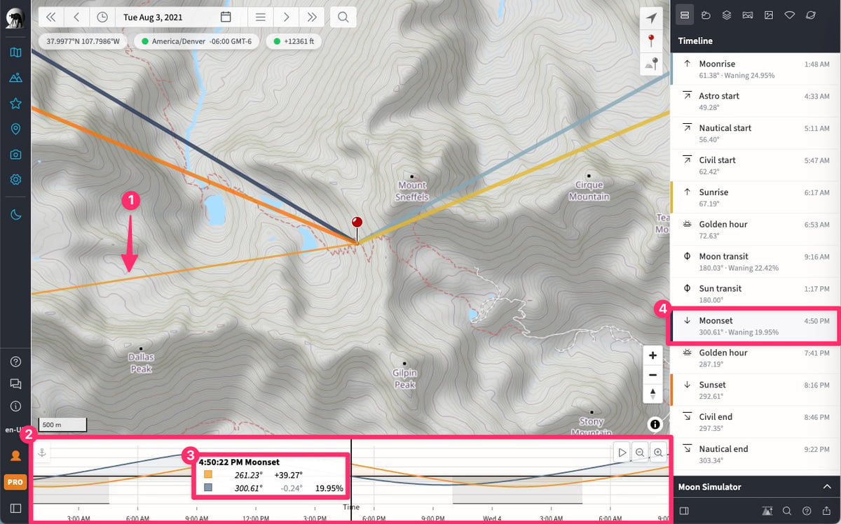 Exploring the Moonset at Mount Sneffels in TPE Web