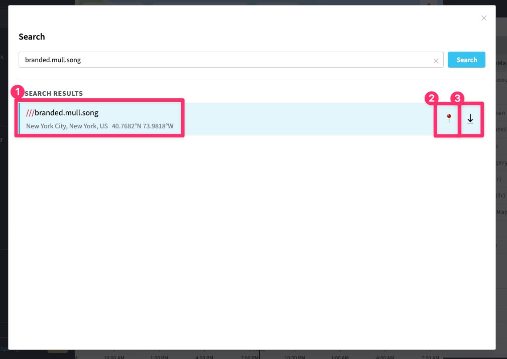 Searching with what3words in TPE Web