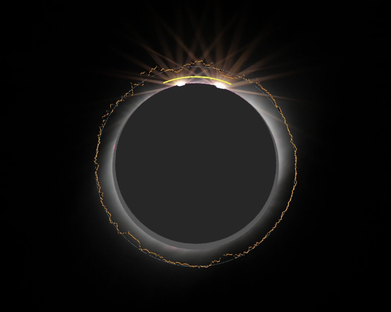 Photo Ephemeris Simulator overlaid on CTIO image of July 2 2019 eclipse