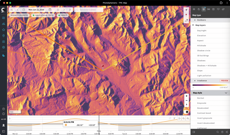 Irradiance Map for Crested Butte, Colorado