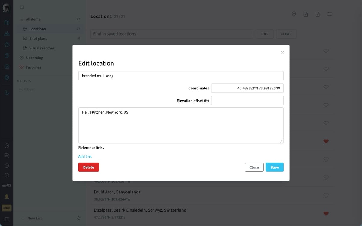 Saving a Location in TPE Web