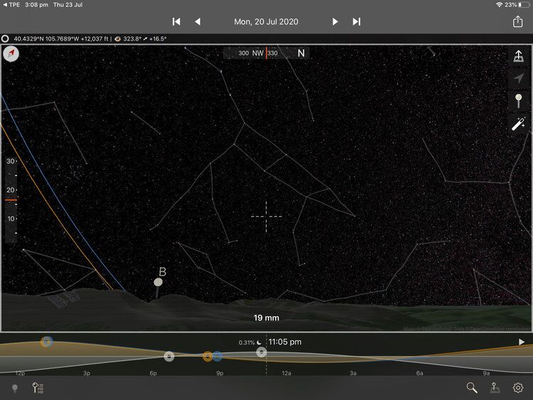 View from the overlook as seen in The Photographer’s Ephemeris 3D on iPad.