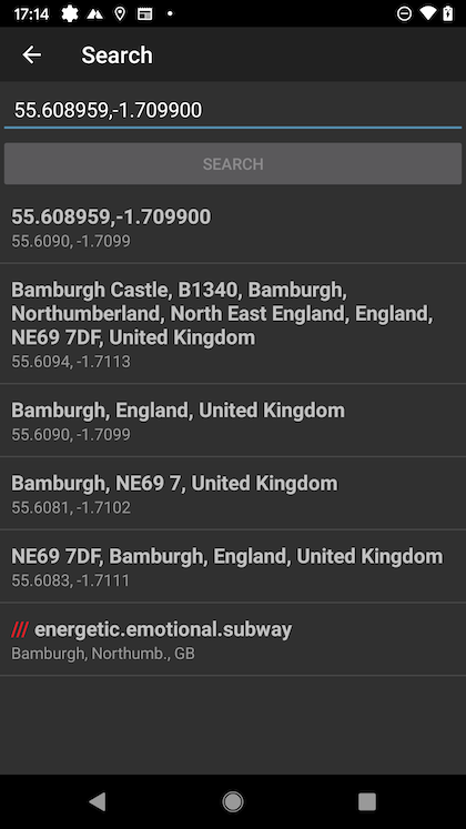 Reverse geocoding in TPE for Android 1.7.6