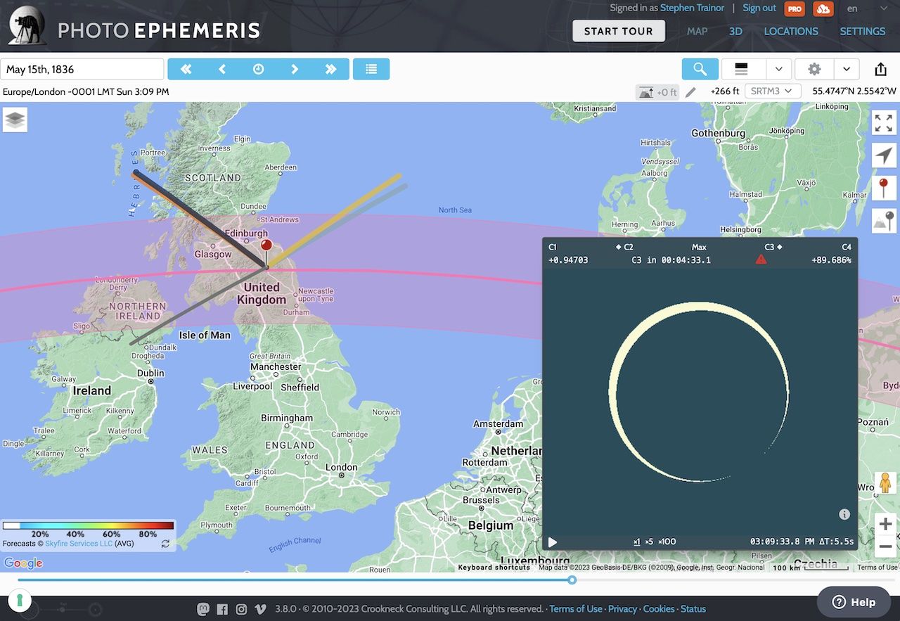Annular Solar Eclipse, May 1836, Jedburgh, England