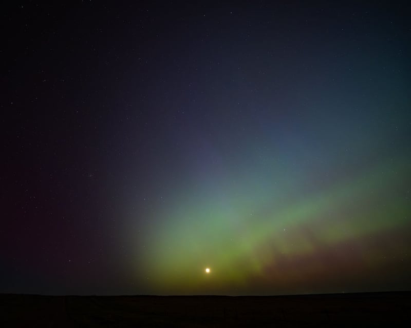 Moon at Extreme Northerly Declination with the Aurora of May 11 2024