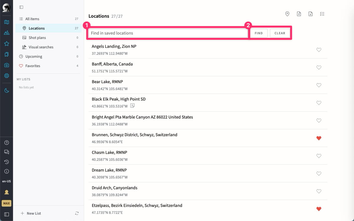 Searching Saved Locations in TPE Web