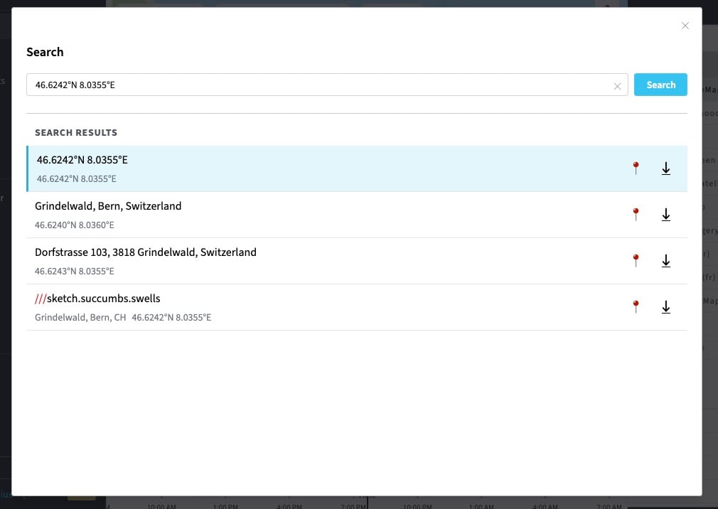 Searching with Coordinates in TPE Web