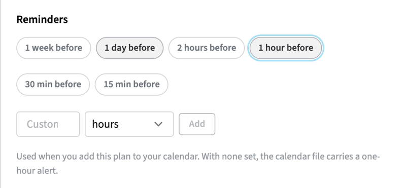 Shot Plan Reminders