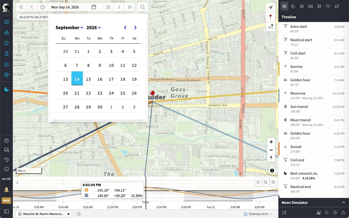 Menu déroulant du calendrier dans TPE Web