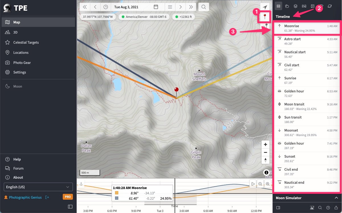 Exploring the Timeline for Mount Sneffels in TPE Web