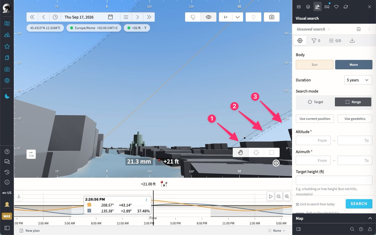 Declination Range Limits in Visual Search in TPE Web