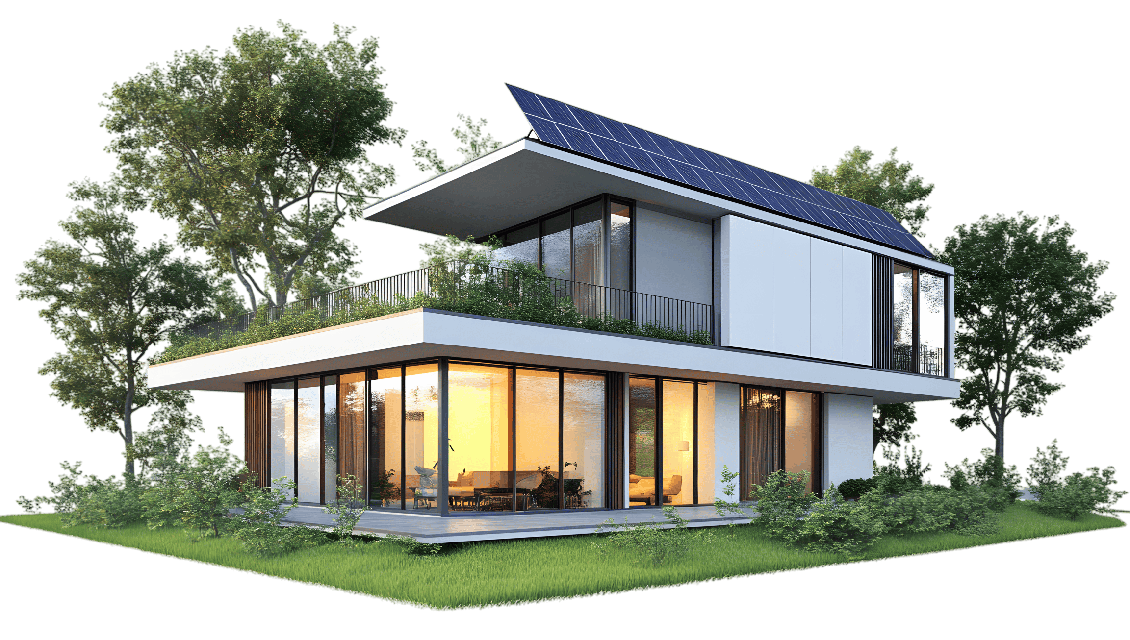 Eco-Friendly Modern House with Solar Panels