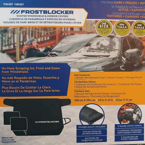 FrostBlocker Windshield and Mirror Covers, 63"W X 41"