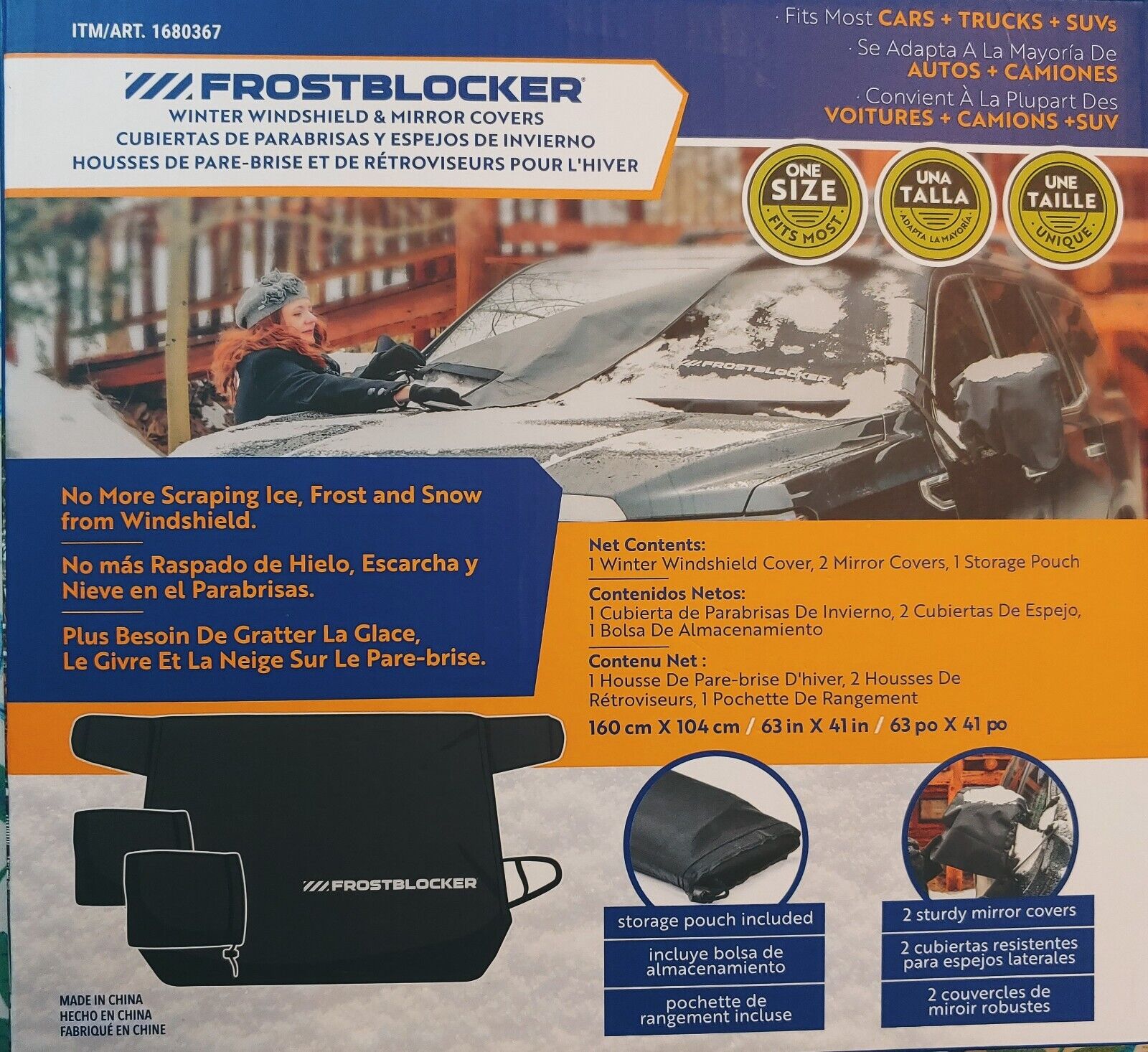 FrostBlocker Windshield and Mirror Covers, 63"W X 41"