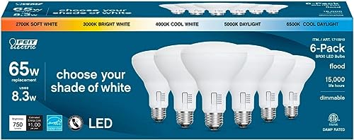 Feit Electric BR30 65W LED Dimmable Light Bulbs (Pack of 6)