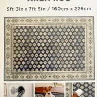Wyatt & Ash Machine Washable Indoor Area Rug, Beatrice 5ft 3in X 7ft 5in - NEW