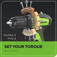24V Brushless 1/2" 310 in/lbs Drill Kit W/ (2) 2Ah Batteries and Charger, 8-piece Bit Set and Tool Bag Included