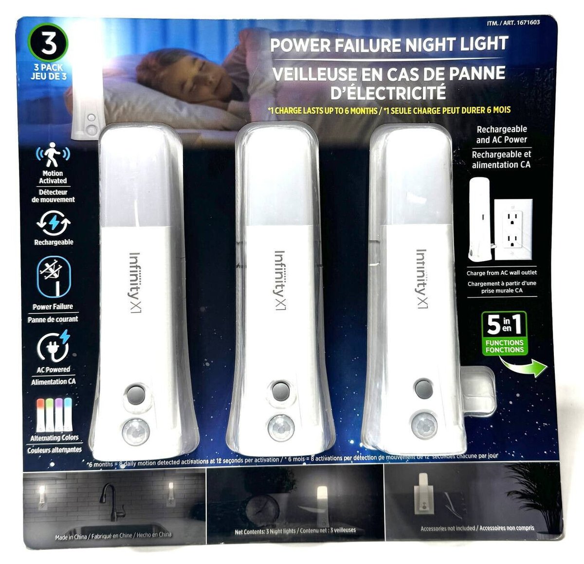 Infinity X1 Power Failure Night Light  Pack of 3