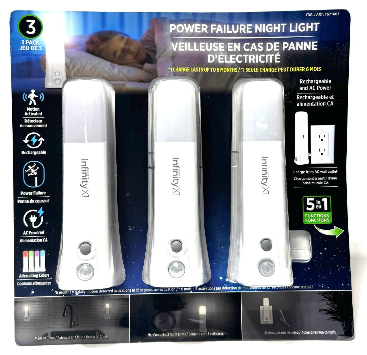 Infinity X1 Power Failure Night Light  Pack of 3
