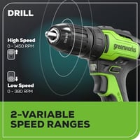 24V Brushless 1/2" 310 in/lbs Drill Kit W/ (2) 2Ah Batteries and Charger, 8-piece Bit Set and Tool Bag Included