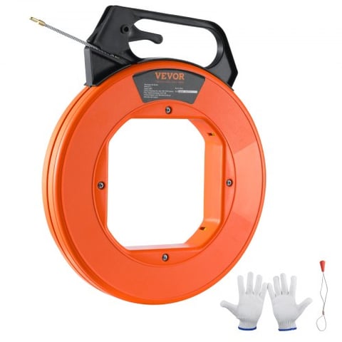 VEVOR Fish Tape, 100 Ft, 3/16-inch, Fiberglass Cable Guide with Enhanced Casing and Grip, User-Friendly Wire Routing Instrument, Bendable Wiring Aid f