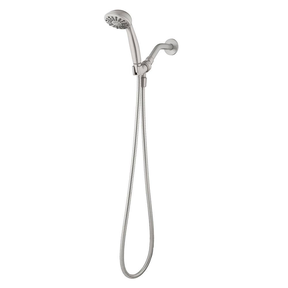 1-Spray 3.3 in. Single Wall Mount Handheld Shower Head 1.8 GPM in Brushed Nickel
