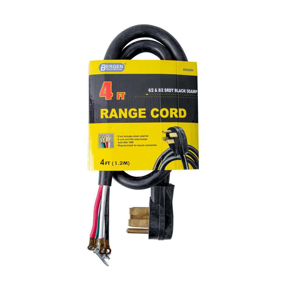 4 Ft. 4-Wire Oven Range Replacement Cord Black