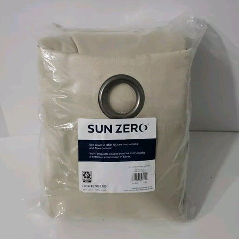 Sun Zero Broderick Theater Grade Blackout Curtain Panel Pair 52x 84 Each Cream