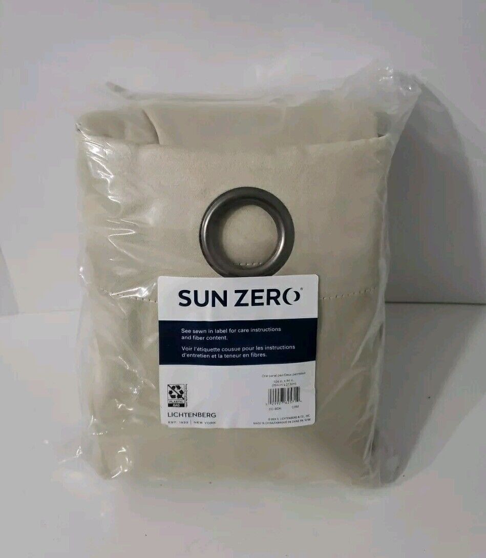 Sun Zero Broderick Theater Grade Blackout Curtain Panel Pair 52x 84 Each Cream