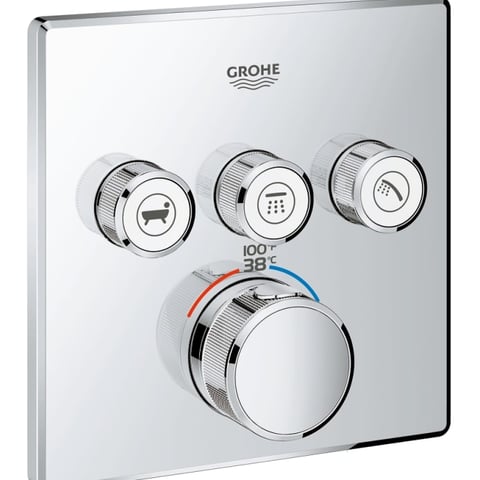 Grohe 29142000 Grohtherm Smart Control Triple Function Thermostatic Valve Trim Only with Smart Control, EcoJoy, and Turbo Stat