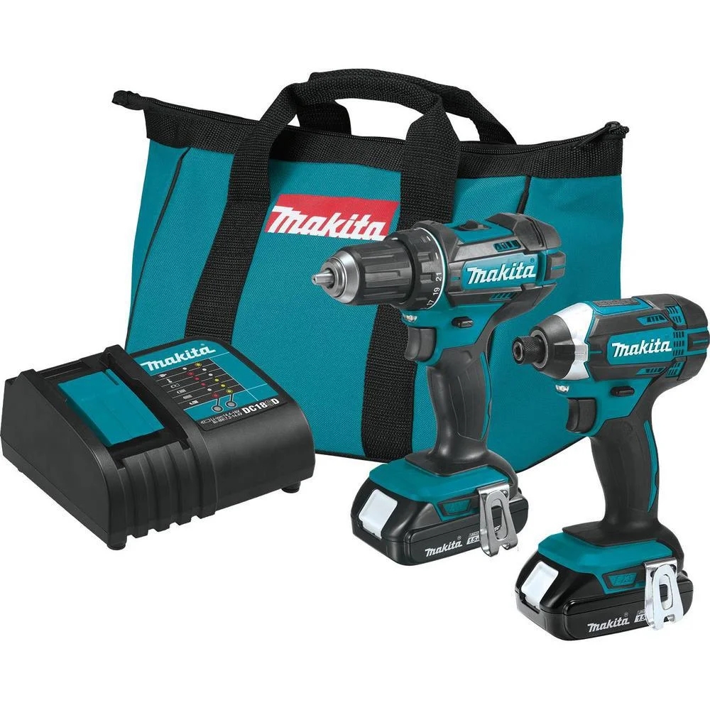 Makita 2-Tool 18V LXT Lithium-Ion Drill/Driver & Impact Driver Cordless Tool Combo Kit