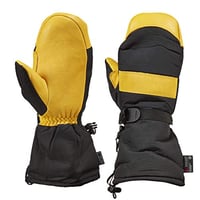 Saranac SA0185 Winter Ski Gauntlet Mitten with Premium Deerskin Leather, Gold/Black