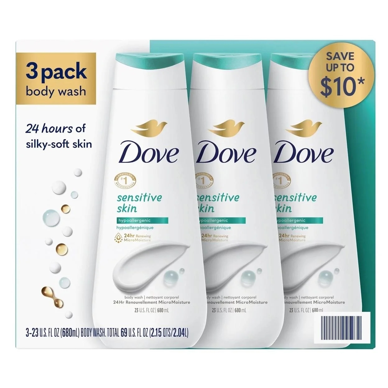 Dove Nourishing Body Wash Skin Fluid Ounce (Pack of 3)