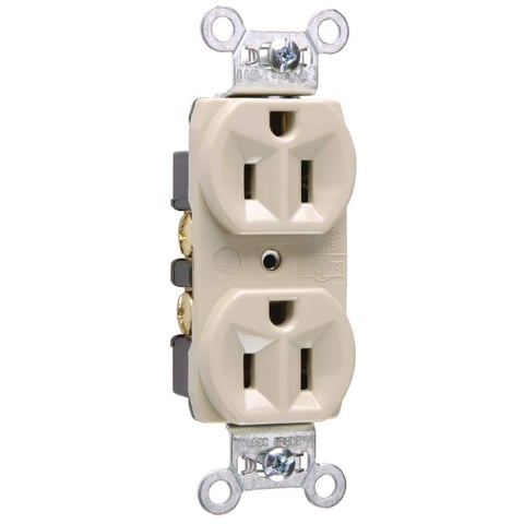 Pass & Seymour 15 Amp 125-Volt Commercial Grade Backwire Duplex Outlet, Ivory (10-Pack)