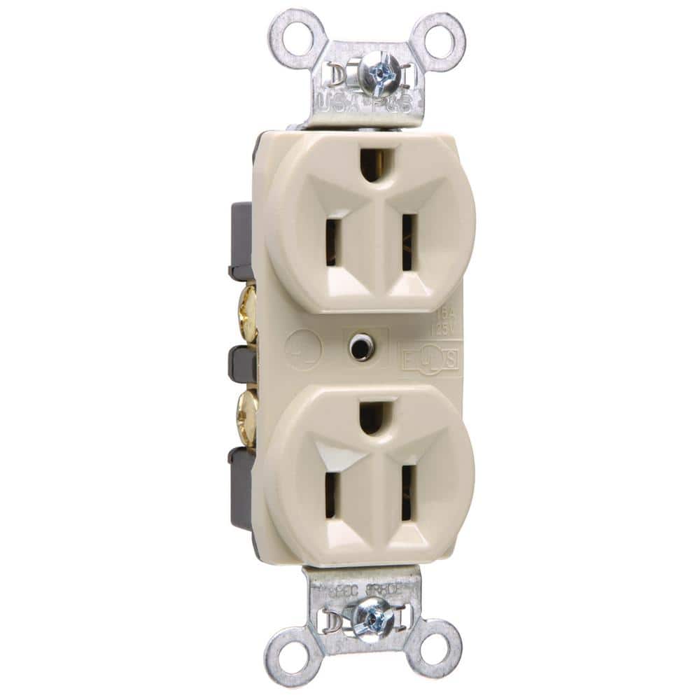 Pass & Seymour 15 Amp 125-Volt Commercial Grade Backwire Duplex Outlet, Ivory (10-Pack)