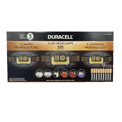 Duracell LED 575 Lumens Headlamp with 9 AAA Batteries