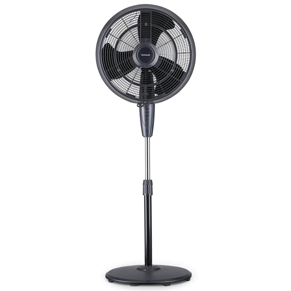 NewAir 18 in. 3-Speed Wide-Angle Oscillating Outdoor Personal Fan Misting and Pedestal for Cool Down 500 Sq. Ft. - Black