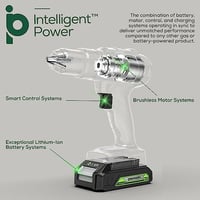 24V Brushless 1/2" 310 in/lbs Drill Kit W/ (2) 2Ah Batteries and Charger, 8-piece Bit Set and Tool Bag Included