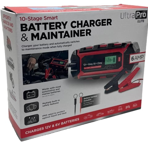 UltraPro Elite Smart Battery Charger & Maintainer - 12V 6A - 6V 2A - 100W 150Ah
