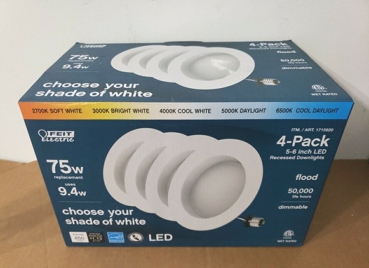 Feit Electric 75W Replacement 5-CCT LED Recessed Downlight  Dimmable  4 Pack