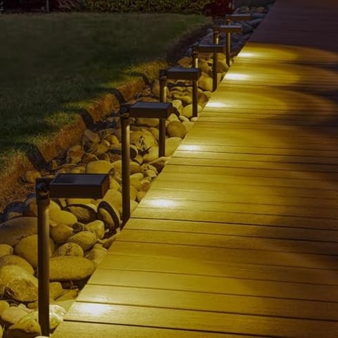 Tommy Bahama Solar Path Lights LED Down Light, Adjustable Head, 40 Lumen, Black Finish, 6-Pack