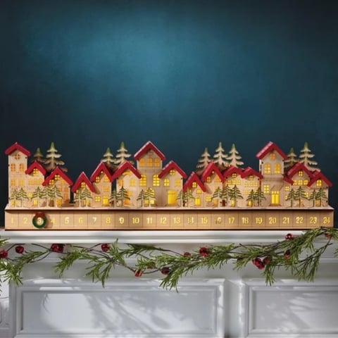 holiday wooden village LED advent calender