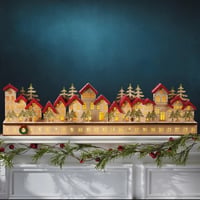 holiday wooden village LED advent calender 1