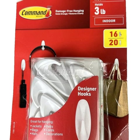 3M Command Designer Hooks, Medium, White